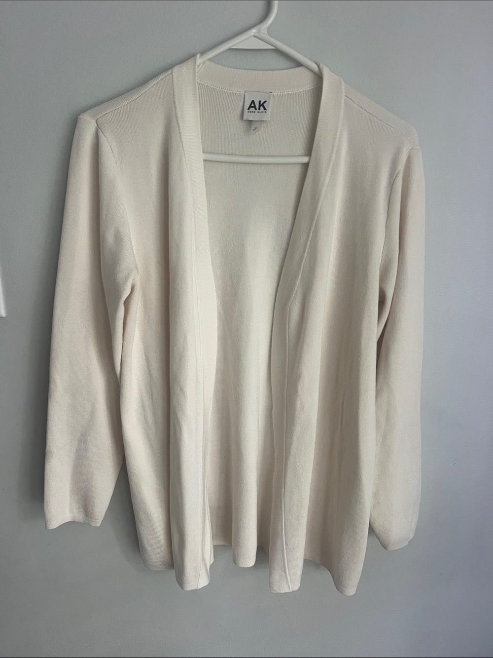 Anne Klein Cream Open-Front Lightweight Cardigan, Small